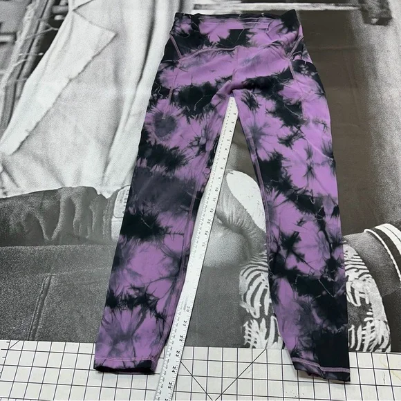 Lululemon Power Thru High-Rise Women’s Sz 10 tie-dye Leggings A36 - Picture 2 of 6